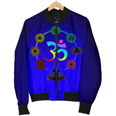 Chakra Zen Yoga OM Women Casual Bomber Jacket