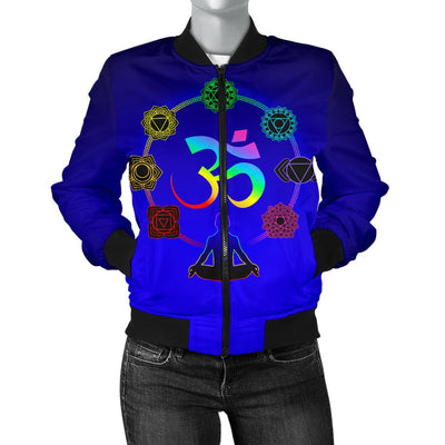 Chakra Zen Yoga OM Women Casual Bomber Jacket