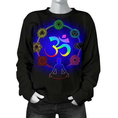 Chakra Zen Yoga OM Women Crewneck Sweatshirt