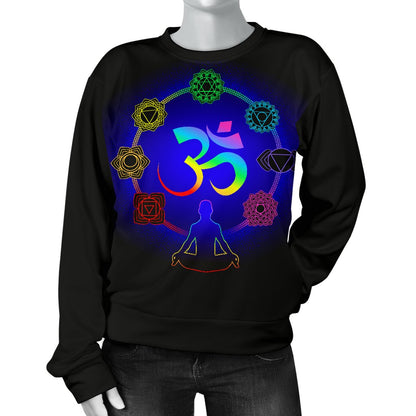 Chakra Zen Yoga OM Women Crewneck Sweatshirt