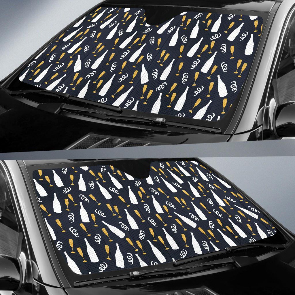 Champagne Pattern Print Design 01 Car Sun Shade-JORJUNE.COM