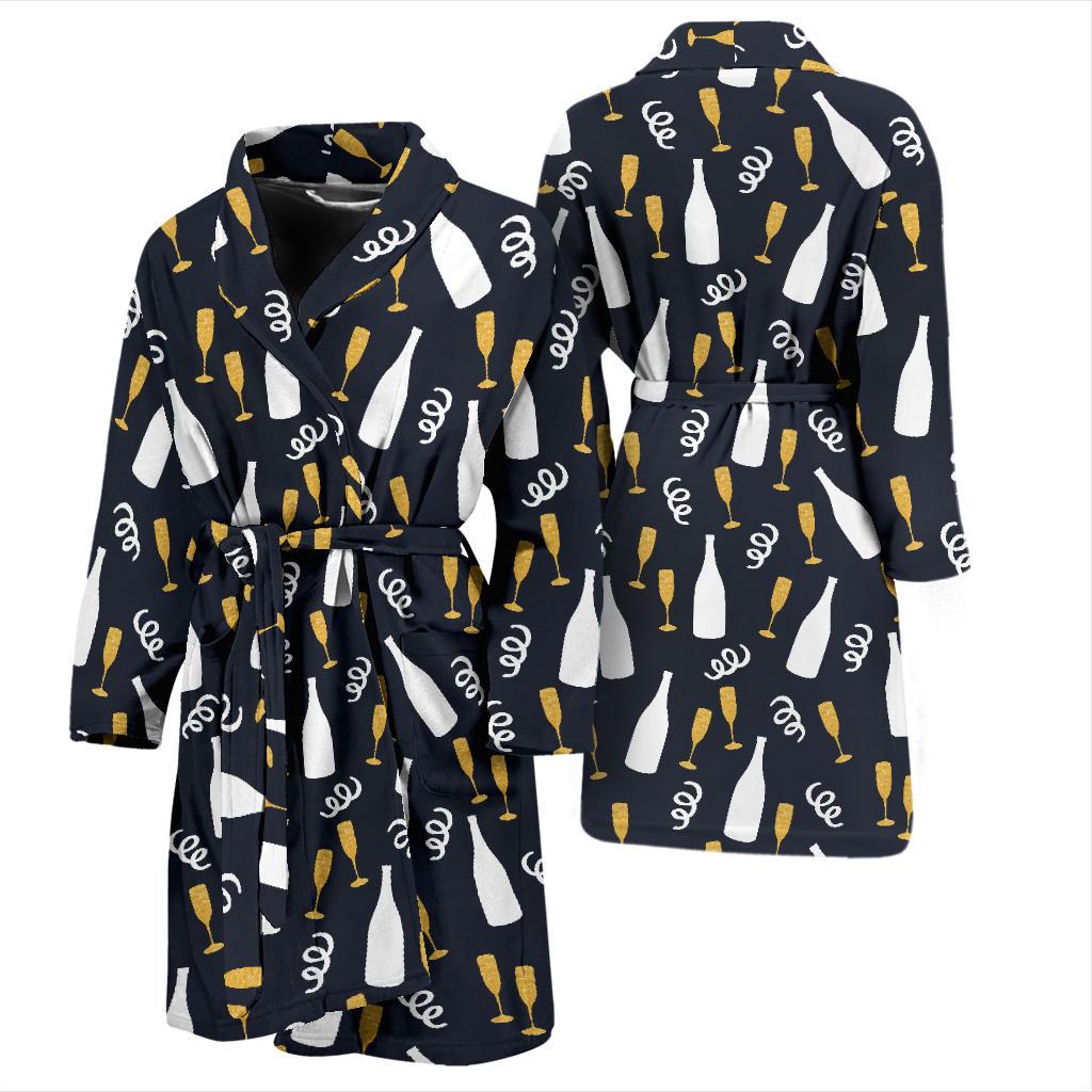 Champagne Pattern Print Design 01 Men Bathrobe-JORJUNE.COM