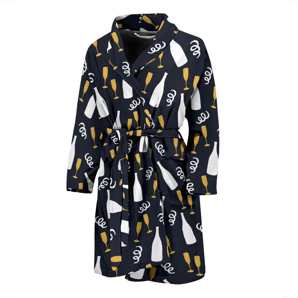 Champagne Pattern Print Design 01 Men Bathrobe-JORJUNE.COM