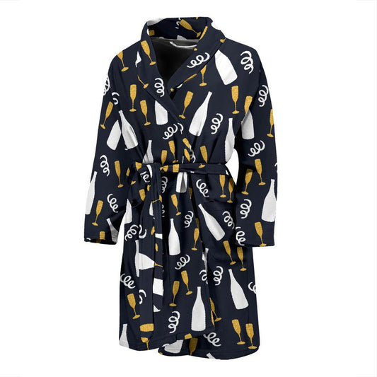 Champagne Pattern Print Design 01 Men Bathrobe-JORJUNE.COM
