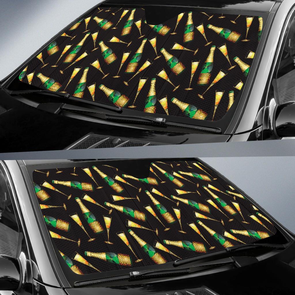 Champagne Pattern Print Design 02 Car Sun Shade-JORJUNE.COM