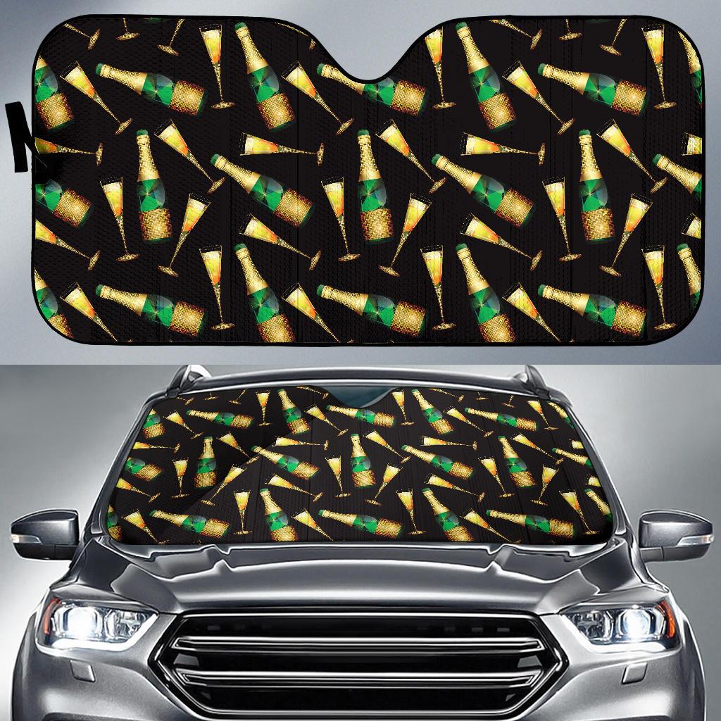 Champagne Pattern Print Design 02 Car Sun Shade-JORJUNE.COM