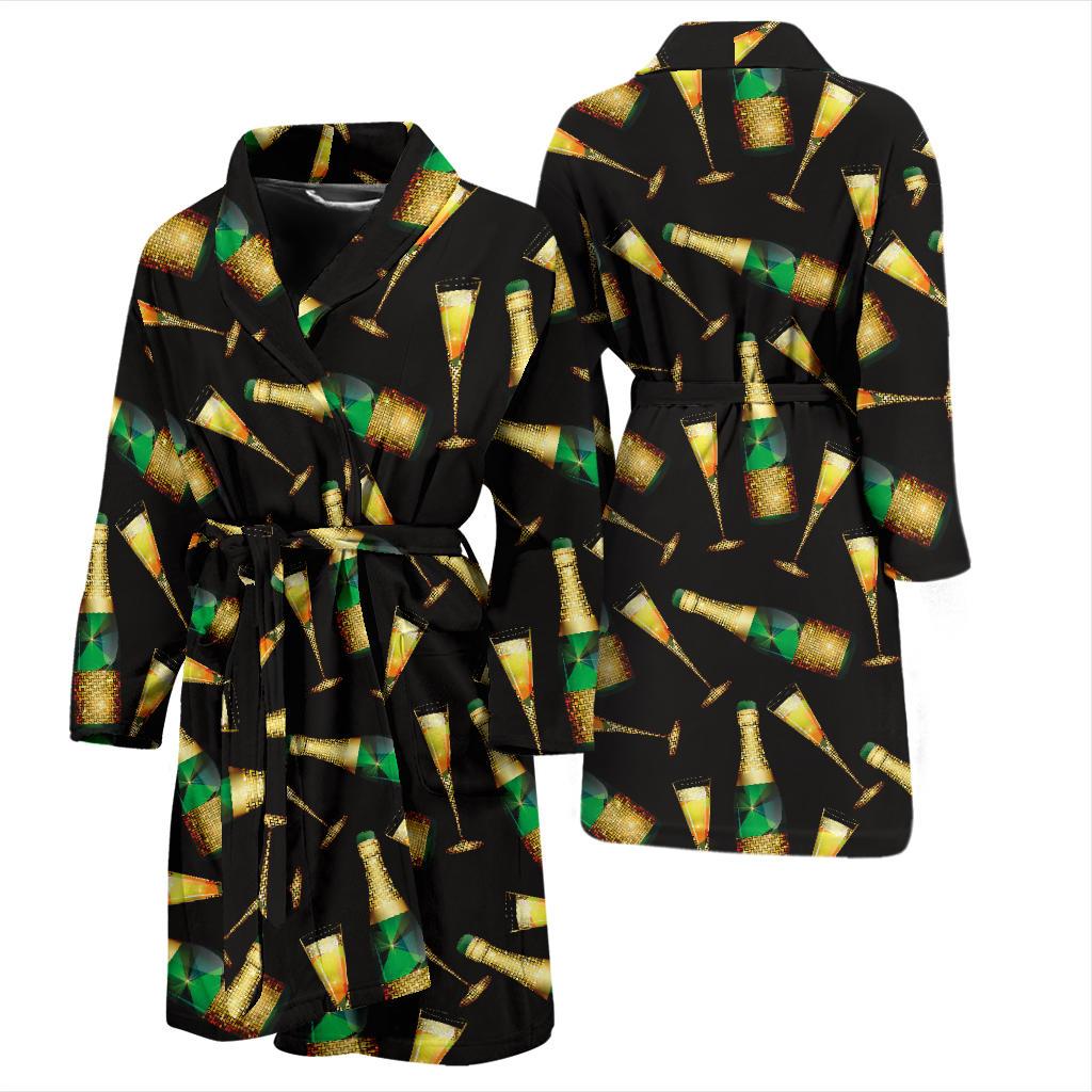 Champagne Pattern Print Design 02 Men Bathrobe-JORJUNE.COM