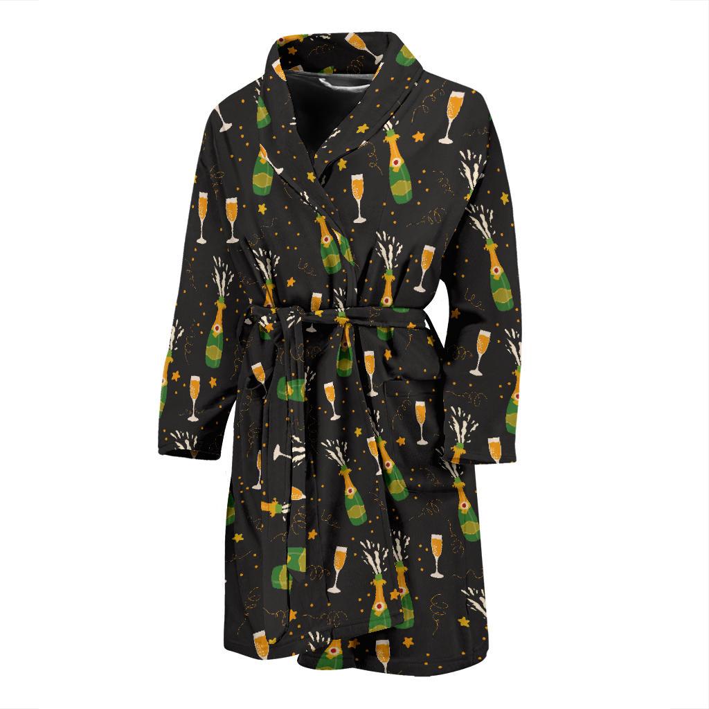 Champagne Pattern Print Design 04 Men Bathrobe-JORJUNE.COM