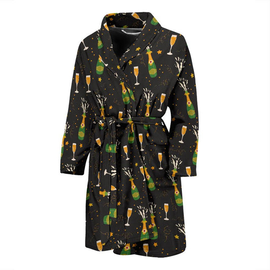 Champagne Pattern Print Design 04 Men Bathrobe-JORJUNE.COM