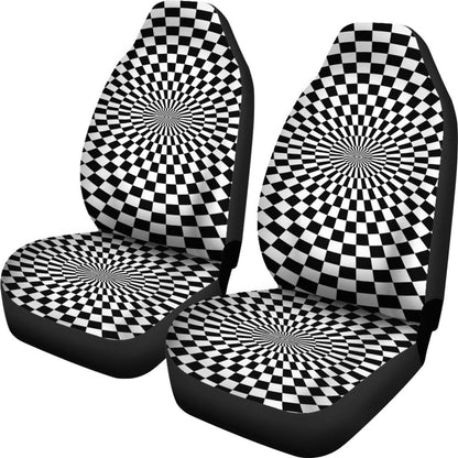 Checkered Flag Optical Illusion Universal Fit Car Seat Covers