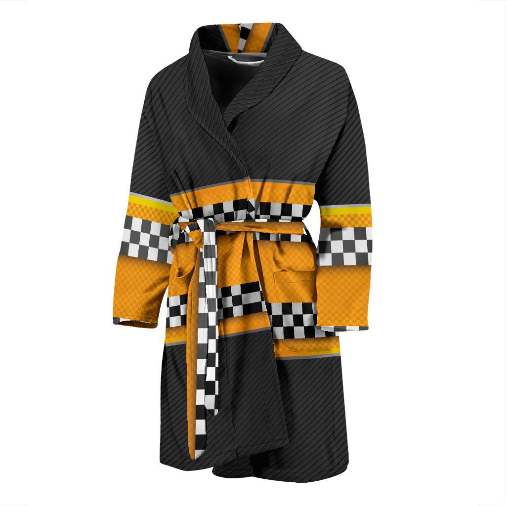 Checkered Pattern Print Design 01 Men Bathrobe-JORJUNE.COM