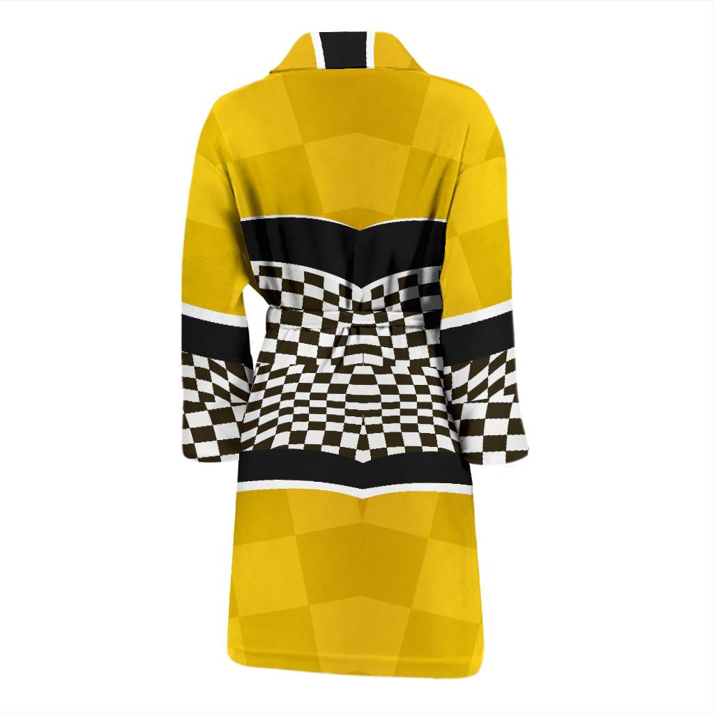 Checkered Pattern Print Design 02 Men Bathrobe-JORJUNE.COM