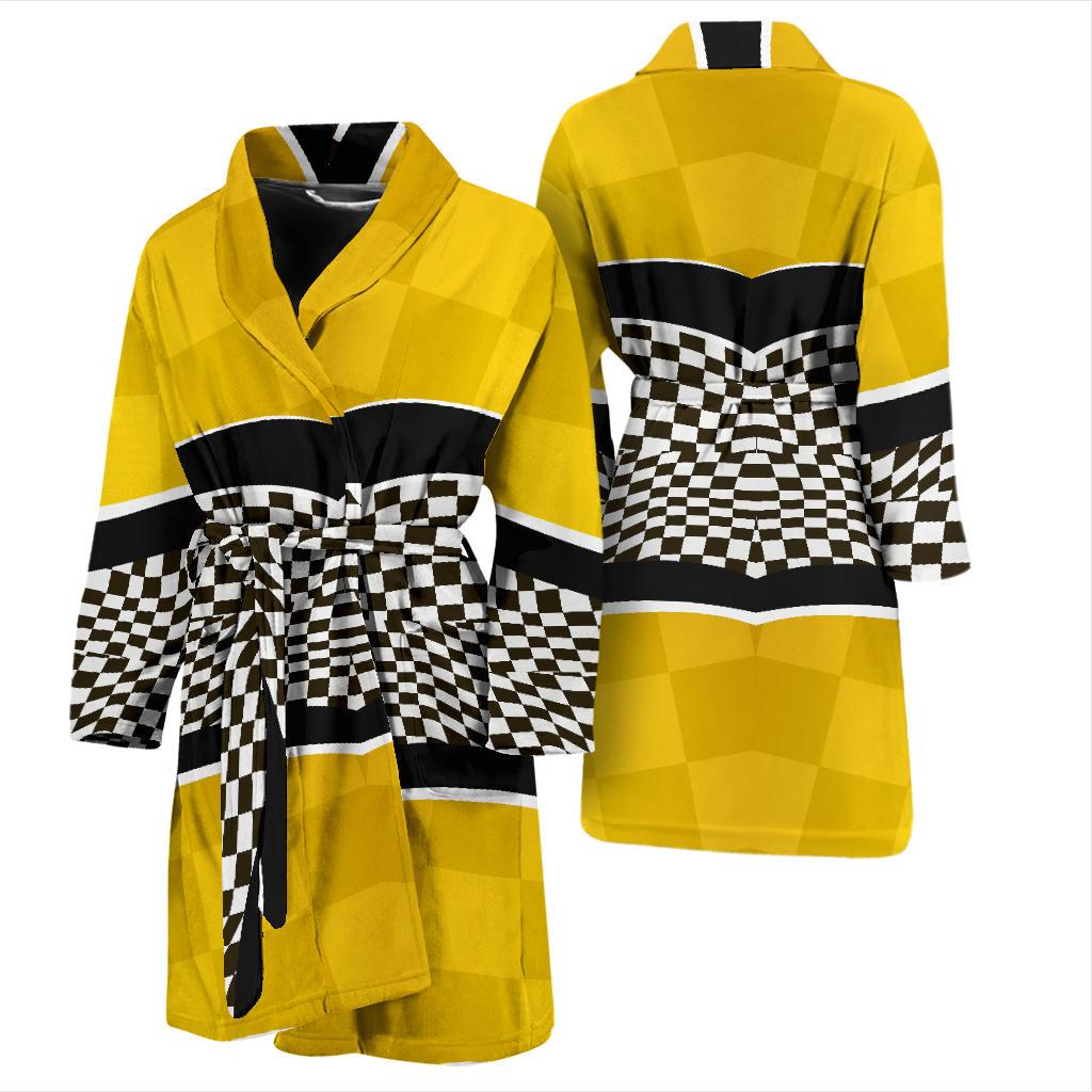 Checkered Pattern Print Design 02 Men Bathrobe-JORJUNE.COM