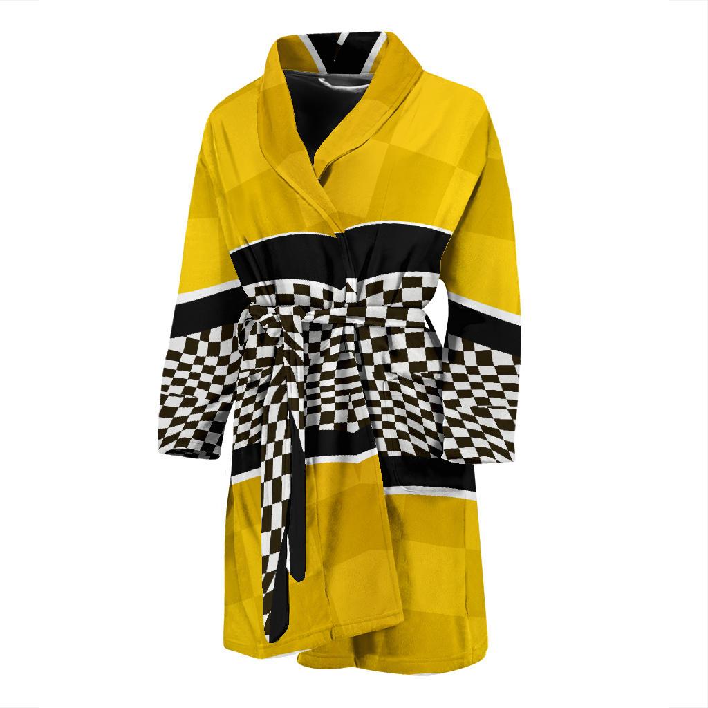 Checkered Pattern Print Design 02 Men Bathrobe-JORJUNE.COM