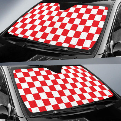 Checkered Red Pattern Print Design 04 Car Sun Shade-JORJUNE.COM