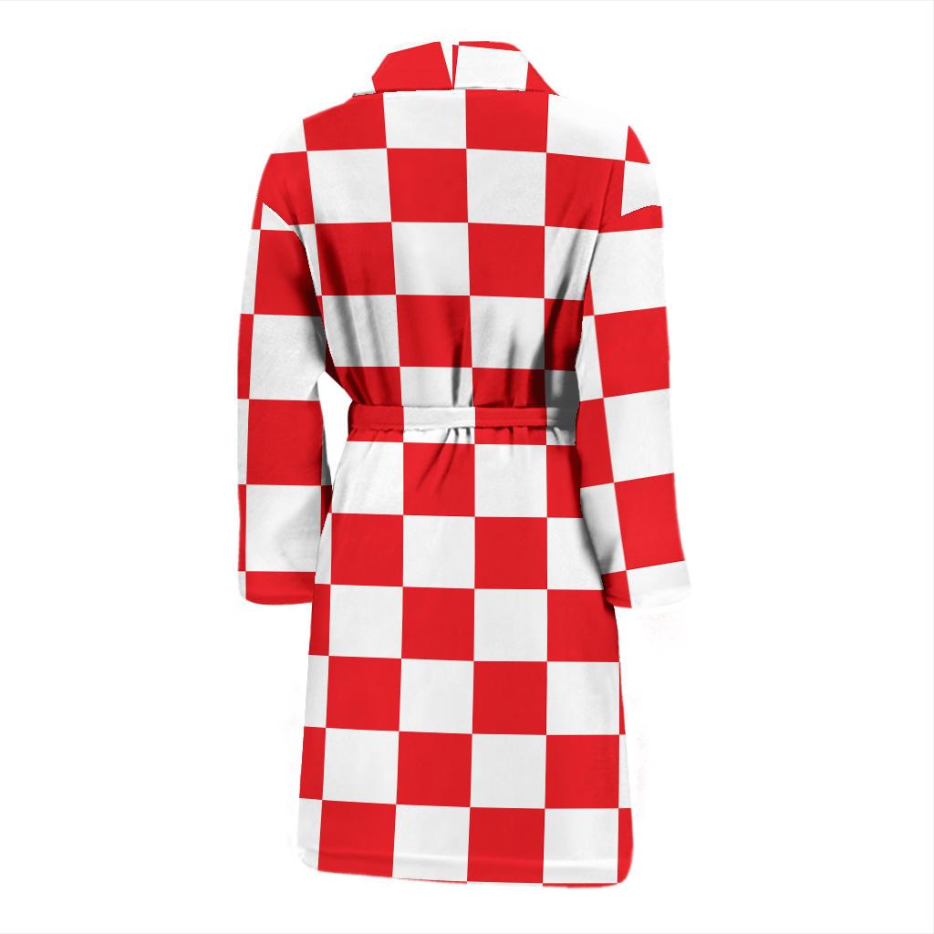 Checkered Red Pattern Print Design 04 Men Bathrobe-JORJUNE.COM