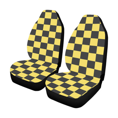 Checkered Yellow Pattern Print Design 03 Car Seat Covers (Set of 2)-JORJUNE.COM