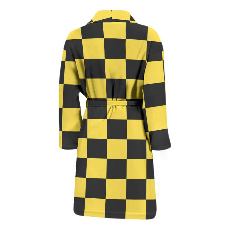 Checkered Yellow Pattern Print Design 03 Men Bathrobe-JORJUNE.COM