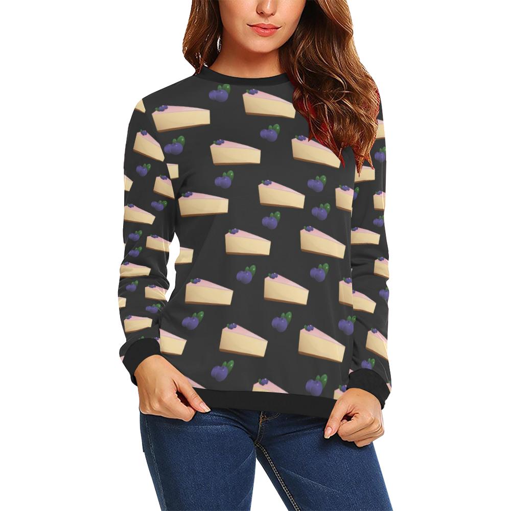 Cheesecake blueberry Pattern Print Design CK01 Women Long Sleeve Sweatshirt-JorJune