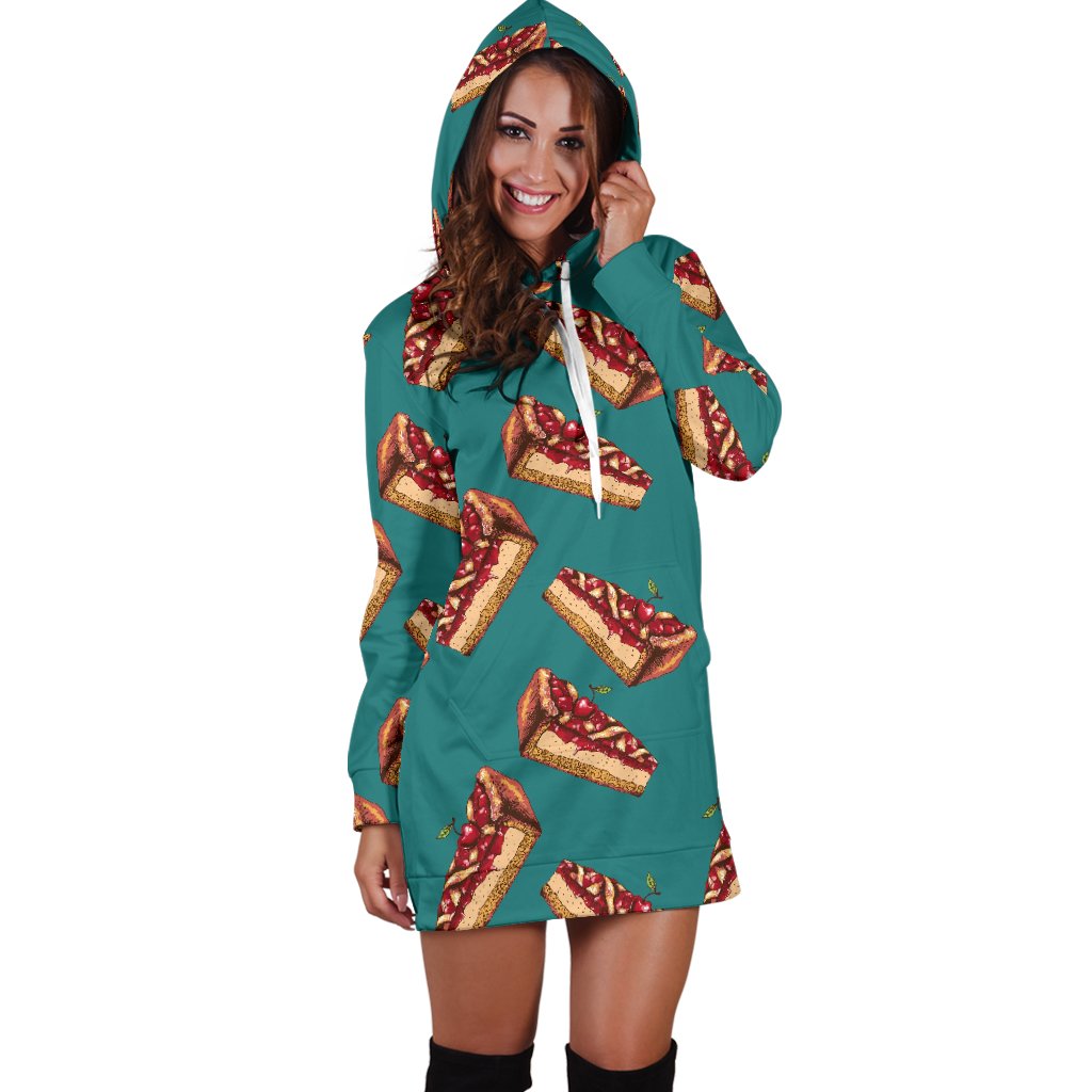 Cheesecake Cherry Pattern Print Design CK03 Women Hoodie Dress