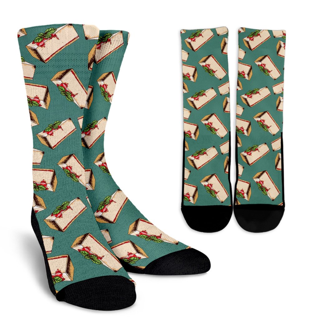 Cheesecake Pattern Print Design CK02 Crew Socks-JORJUNE.COM