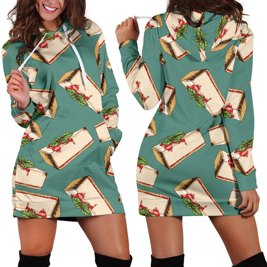 Cheesecake Pattern Print Design CK02 Women Hoodie Dress