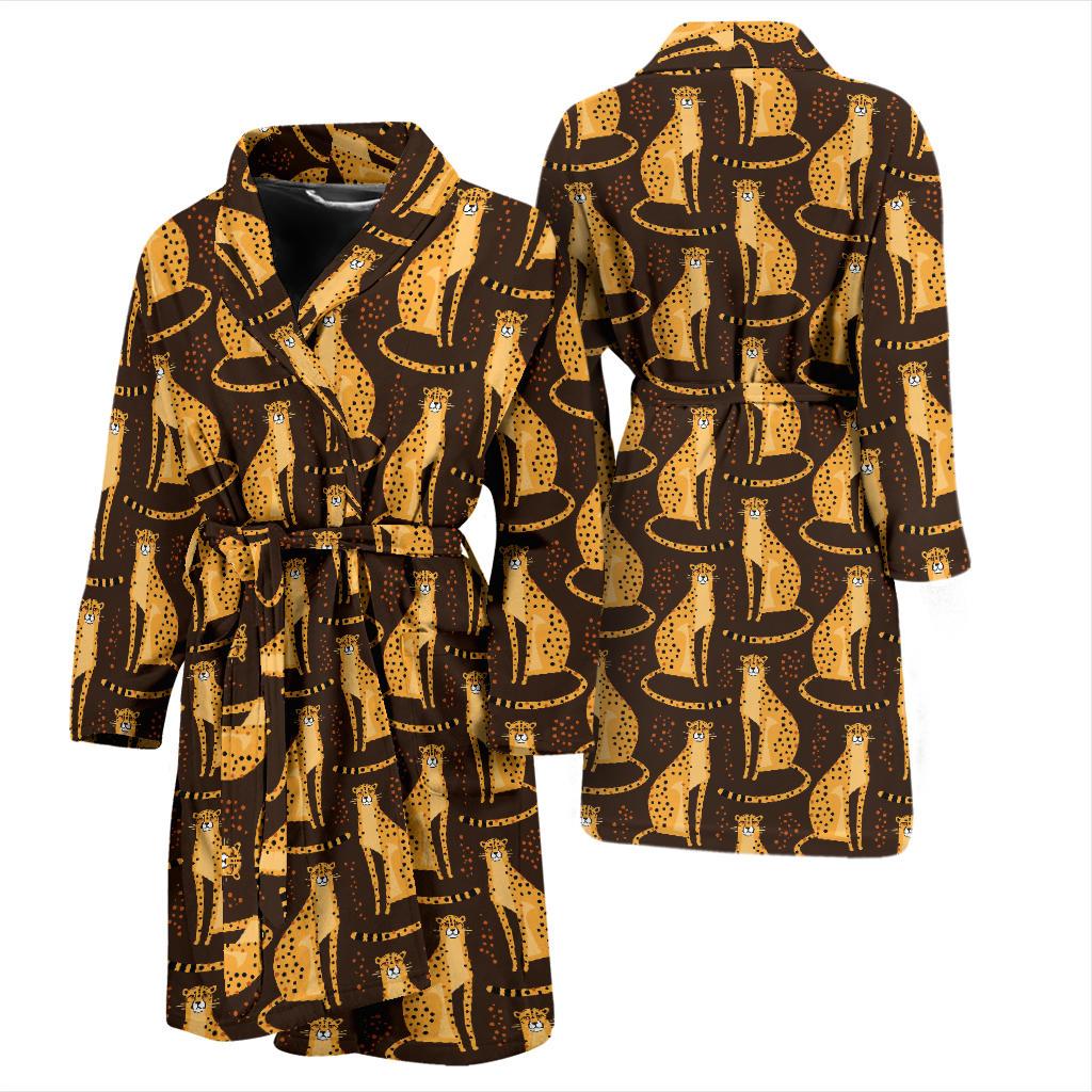 Cheetah Pattern Print Design 03 Men Bathrobe-JORJUNE.COM