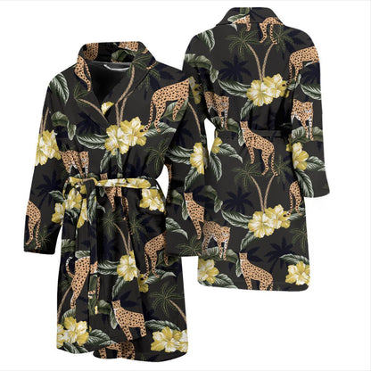 Cheetah Pattern Print Design 04 Men Bathrobe-JORJUNE.COM