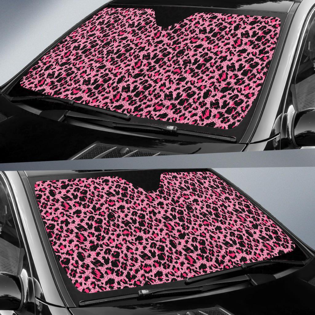 Cheetah Pink Pattern Print Design 01 Car Sun Shade-JORJUNE.COM