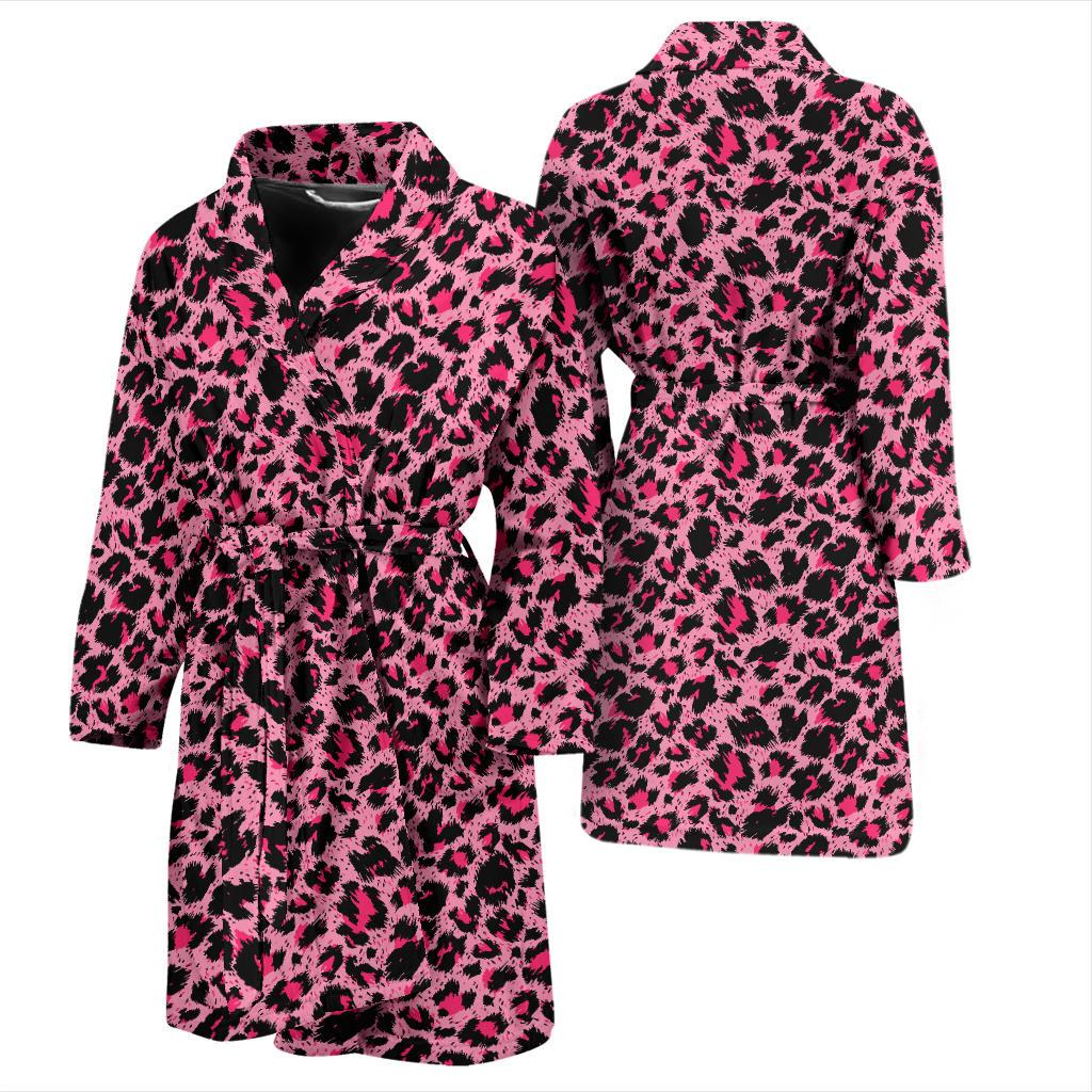 Cheetah Pink Pattern Print Design 01 Men Bathrobe-JORJUNE.COM