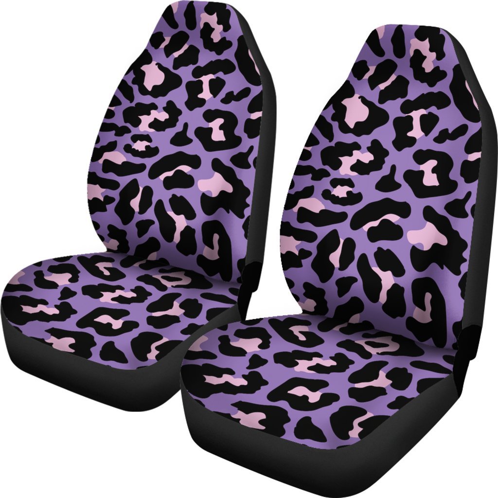 Cheetah Purple Neon Print Pattern Universal Fit Car Seat Covers