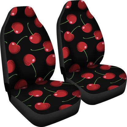 Cherry Black Background Universal Fit Car Seat Covers