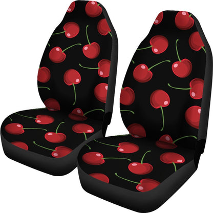 Cherry Black Background Universal Fit Car Seat Covers
