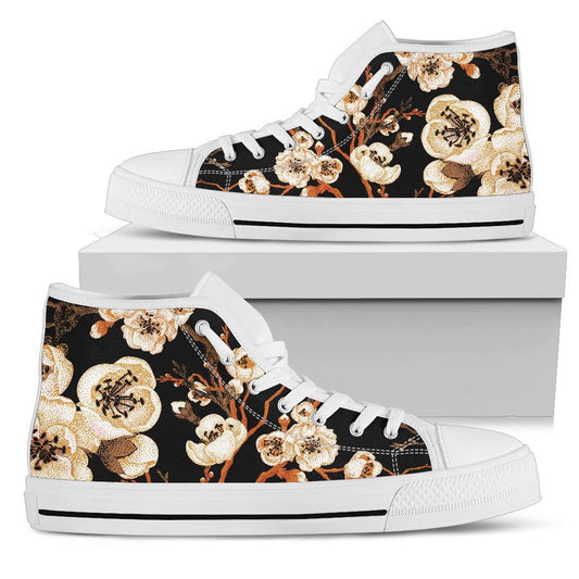 Cherry Blossom Sakura Men High Top Canvas Shoes