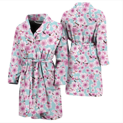 Cherry Blossom Pattern Print Design 01 Men Bathrobe-JORJUNE.COM