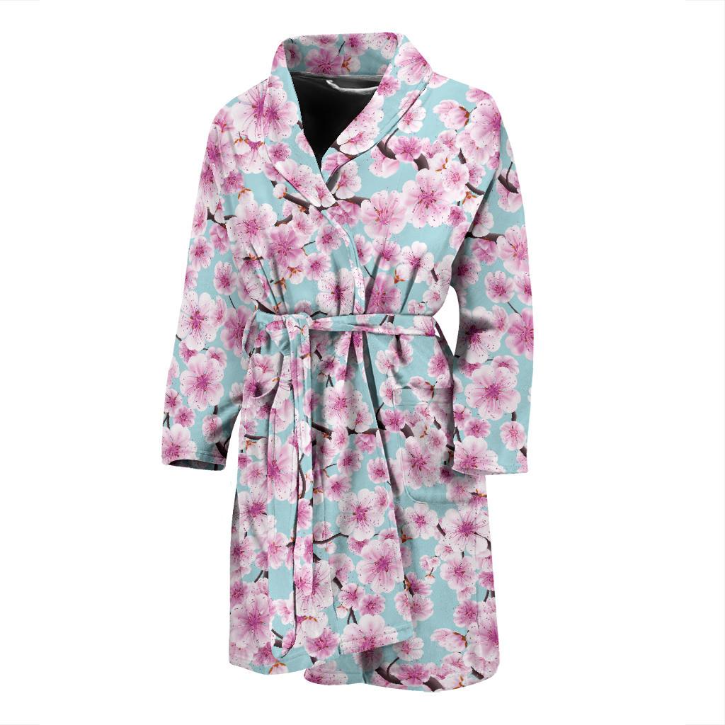 Cherry Blossom Pattern Print Design 01 Men Bathrobe-JORJUNE.COM