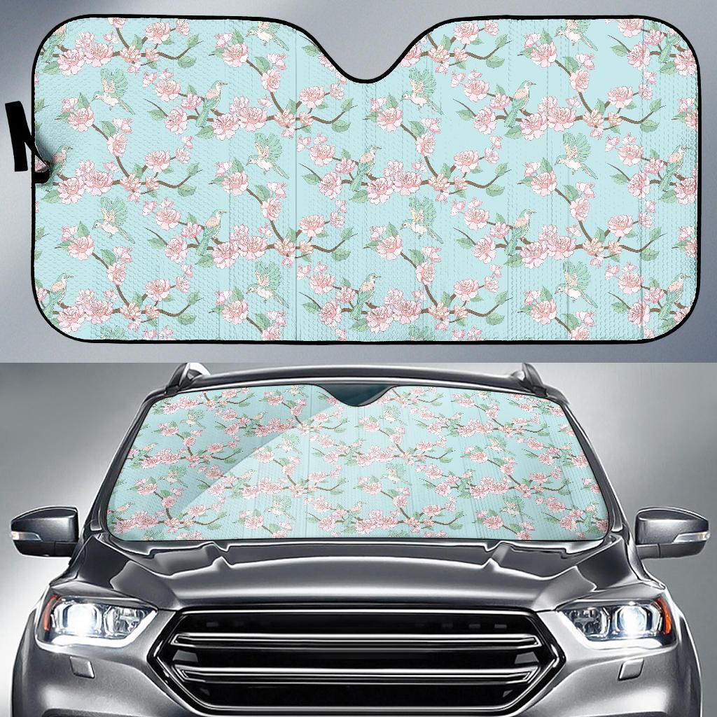 Cherry Blossom Pattern Print Design 02 Car Sun Shade-JORJUNE.COM