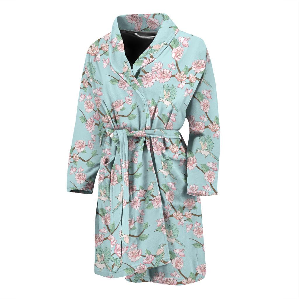 Cherry Blossom Pattern Print Design 02 Men Bathrobe-JORJUNE.COM