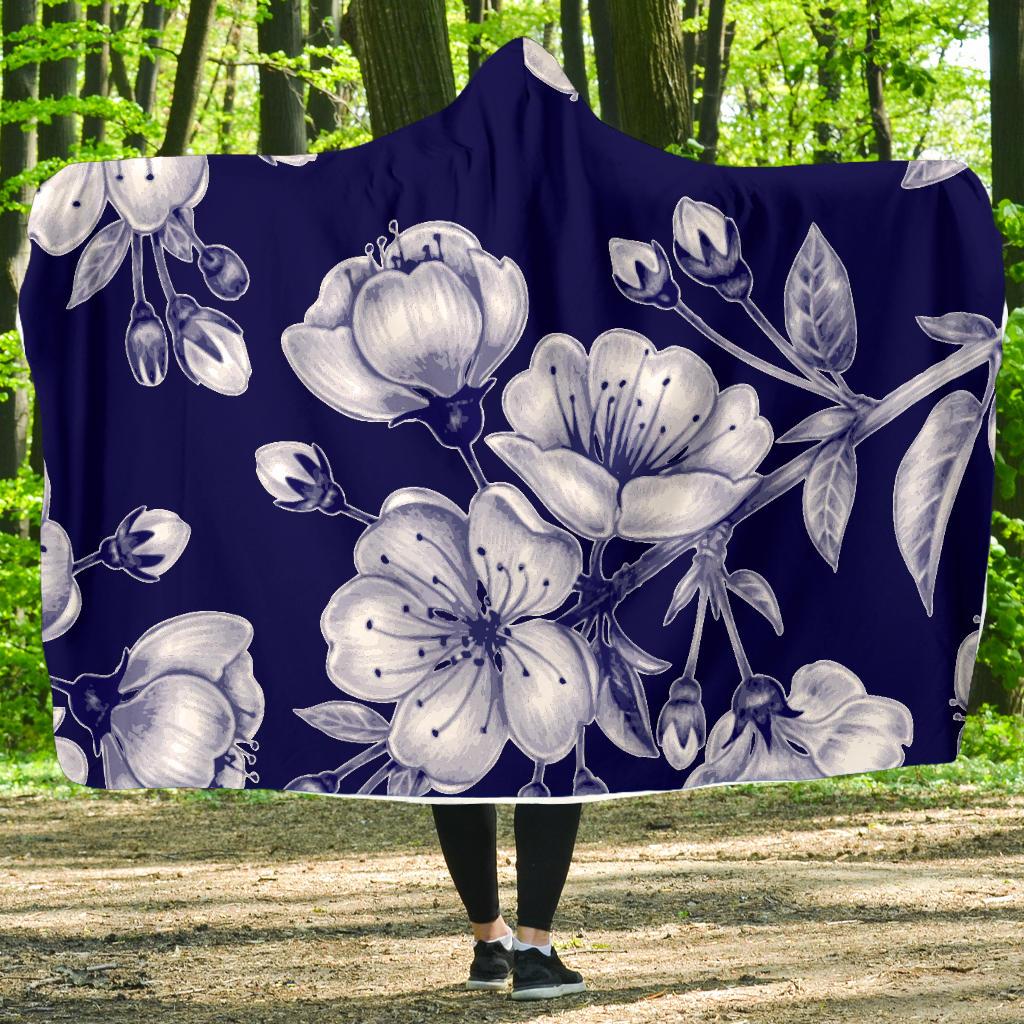 Cherry Blossom Pattern Print Design CB01 Hooded Blanket-JORJUNE.COM