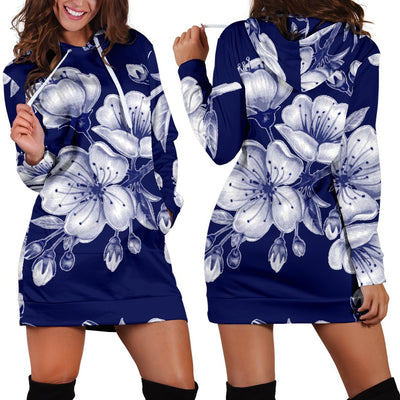 Cherry Blossom Pattern Print Design CB01 Women Hoodie Dress