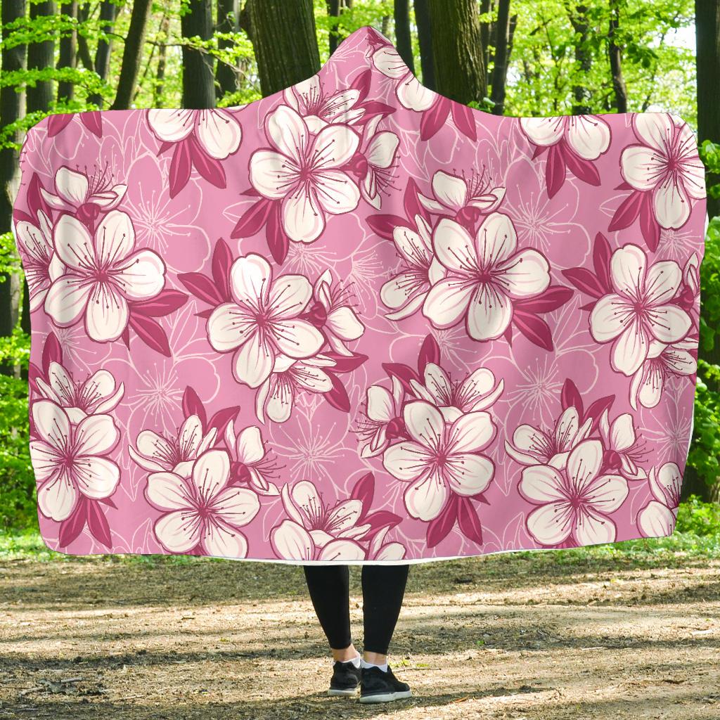 Cherry Blossom Pattern Print Design CB02 Hooded Blanket-JORJUNE.COM