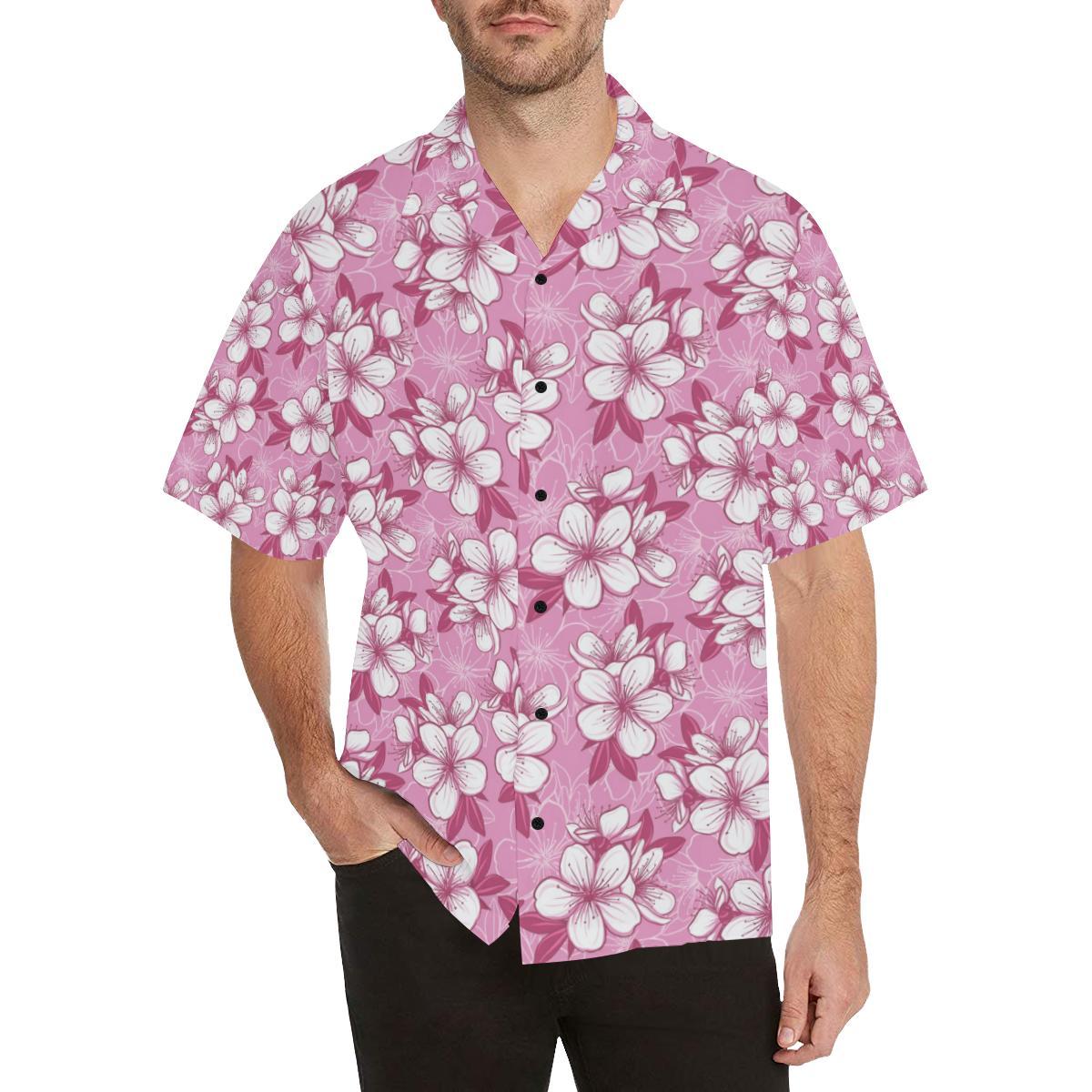 Cherry Blossom Pattern Print Design CB02 Men Hawaiian Shirt-JorJune