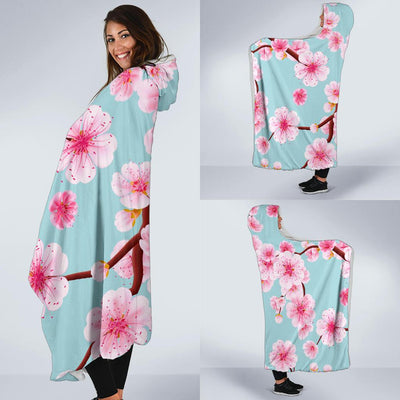 Cherry Blossom Pattern Print Design CB04 Hooded Blanket-JORJUNE.COM