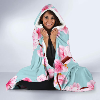 Cherry Blossom Pattern Print Design CB04 Hooded Blanket-JORJUNE.COM