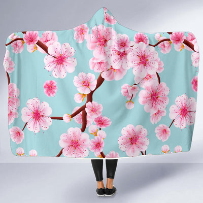 Cherry Blossom Pattern Print Design CB04 Hooded Blanket-JORJUNE.COM