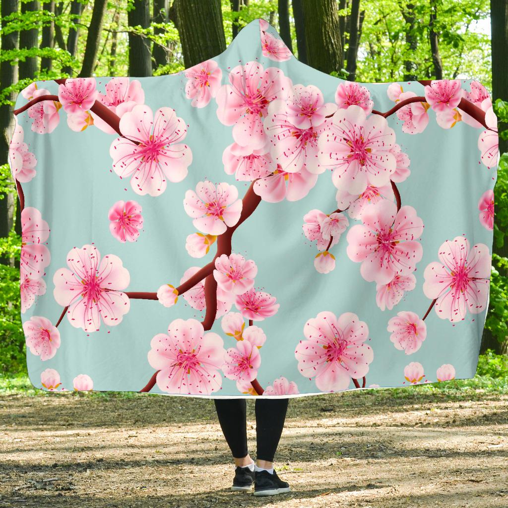 Cherry Blossom Pattern Print Design CB04 Hooded Blanket-JORJUNE.COM