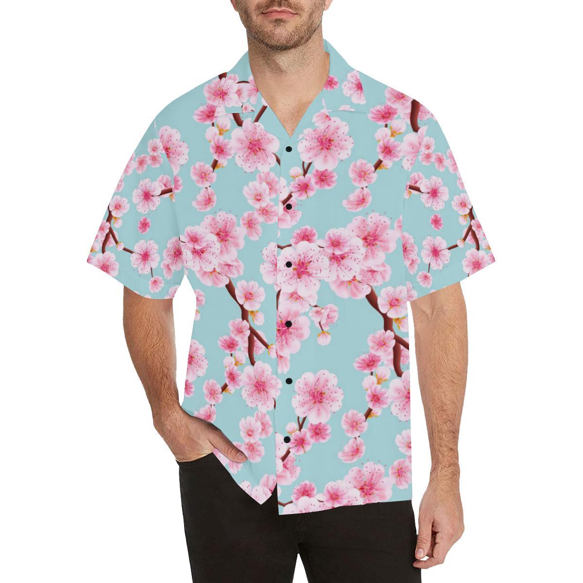 Cherry Blossom Pattern Print Design CB04 Men Hawaiian Shirt-JorJune