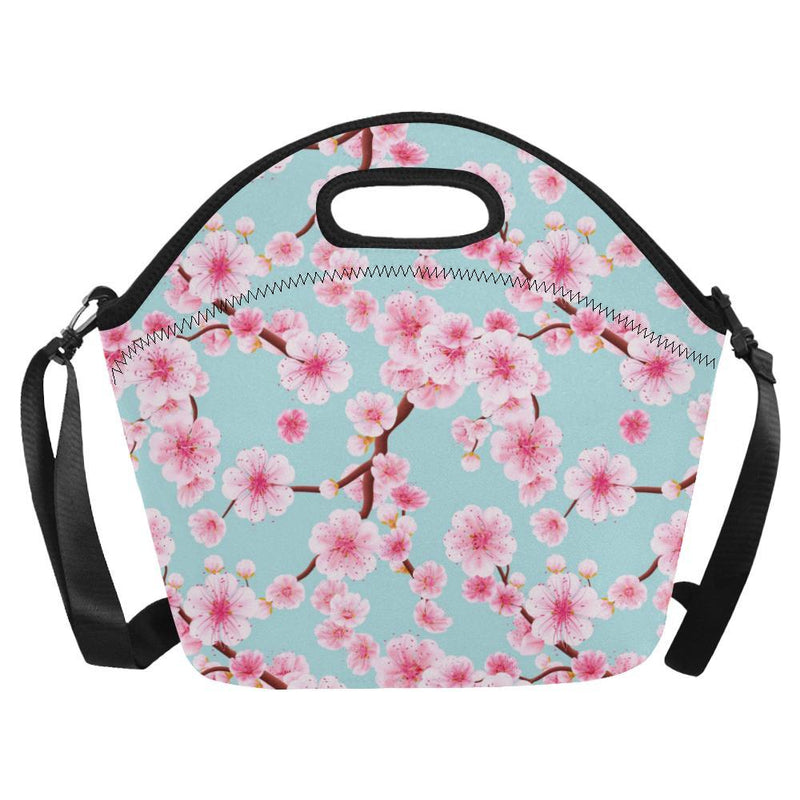 Cherry Blossom Pattern Print Design CB04 Neoprene Lunch Bag-JorJune