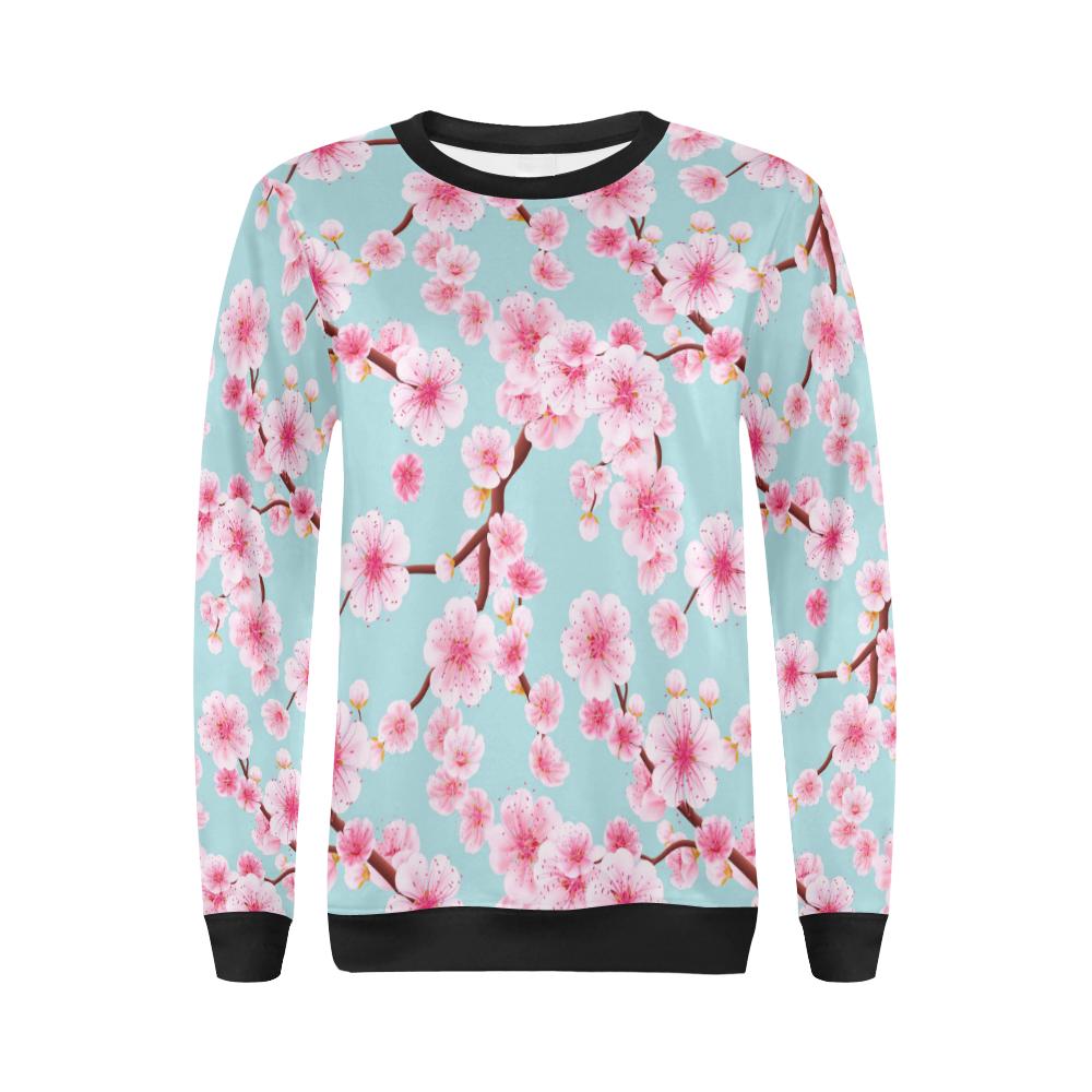 Cherry Blossom Pattern Print Design CB04 Women Long Sleeve Sweatshirt-JorJune