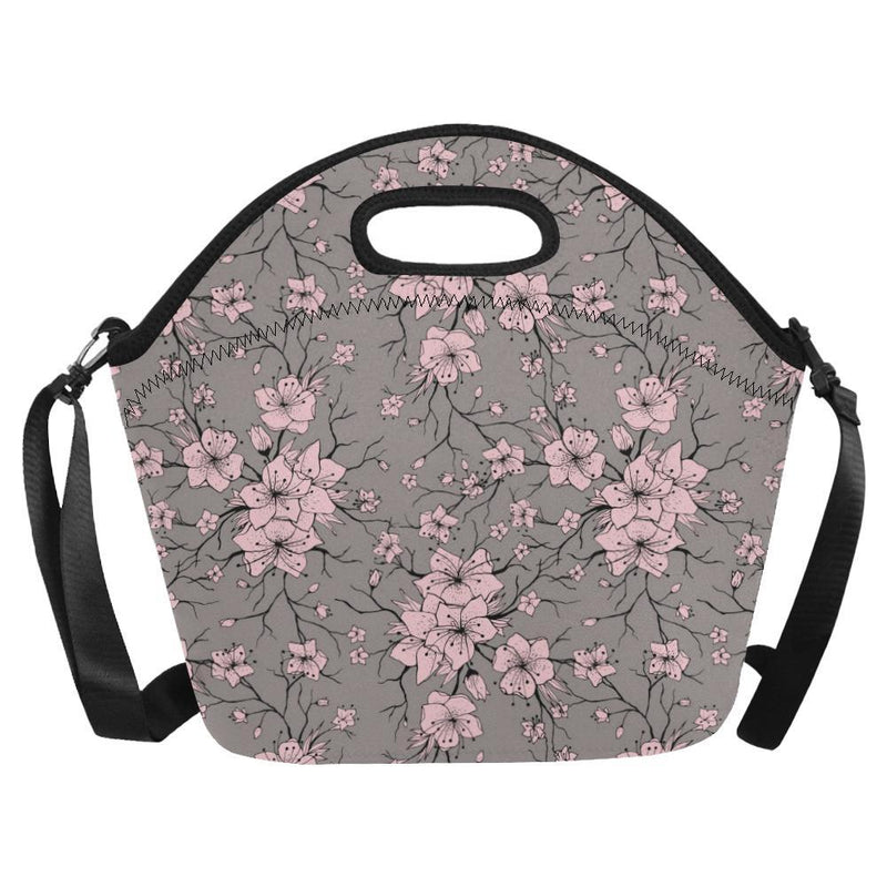 Cherry Blossom Pattern Print Design CB05 Neoprene Lunch Bag-JorJune